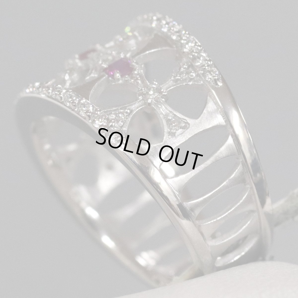 画像4: K18WGルビーダイヤモンドリング R0.14 D0.40 7.0g ＃11 ホワイトゴールド (4)