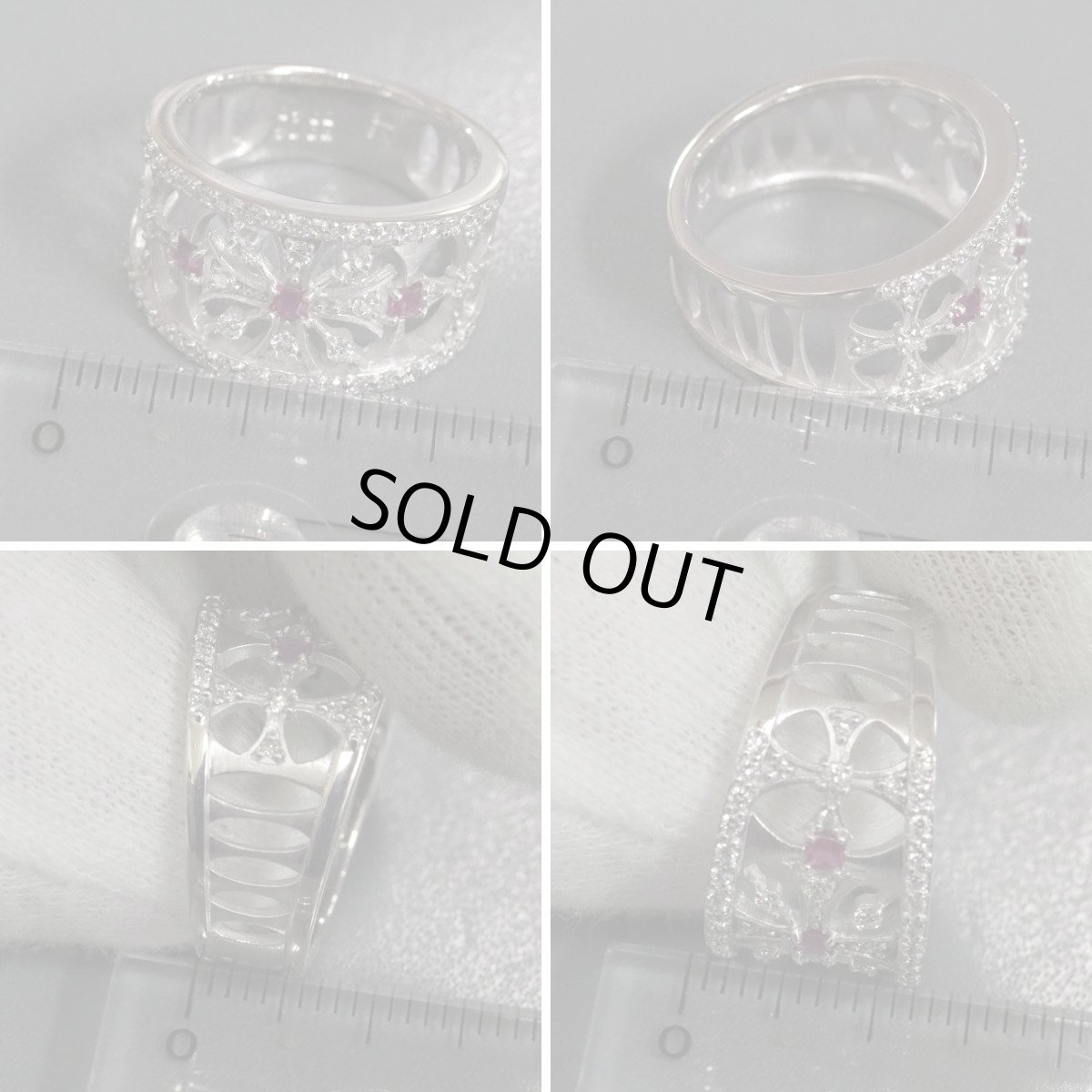 画像9: K18WGルビーダイヤモンドリング R0.14 D0.40 7.0g ＃11 ホワイトゴールド (9)