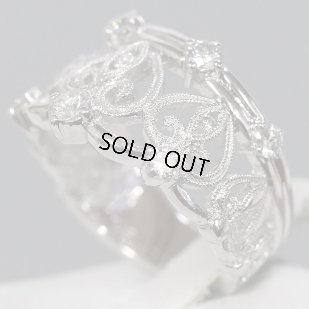 画像2: K18WGダイヤモンドリング D0.51 7.8g #12 ホワイトゴールド (2)