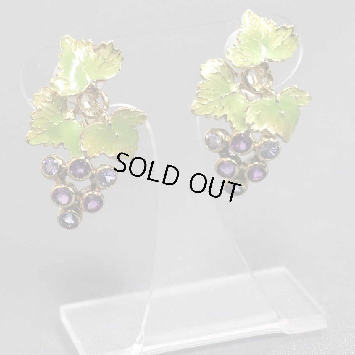 画像2: K18アメジストタンザナイトイヤリング ブドウモチーフ 6.3g (2)