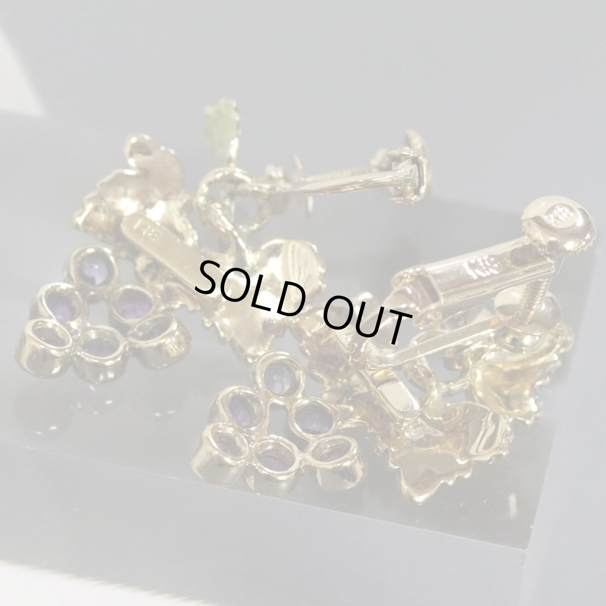 画像7: K18アメジストタンザナイトイヤリング ブドウモチーフ 6.3g (7)