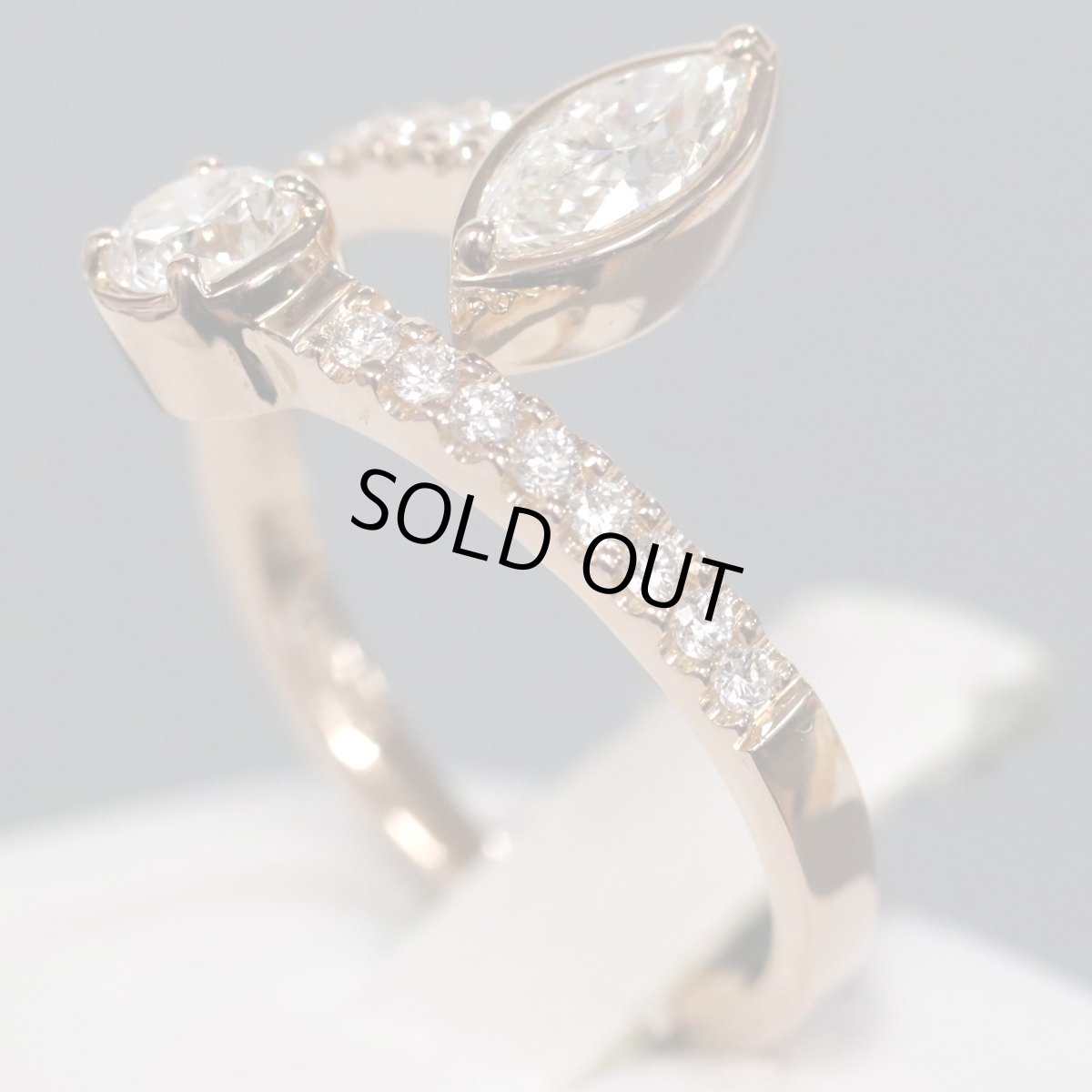 画像3: K18PGダイヤモンドリング D0.17 D0.357 D0.234 3.7g #12-13 (3)