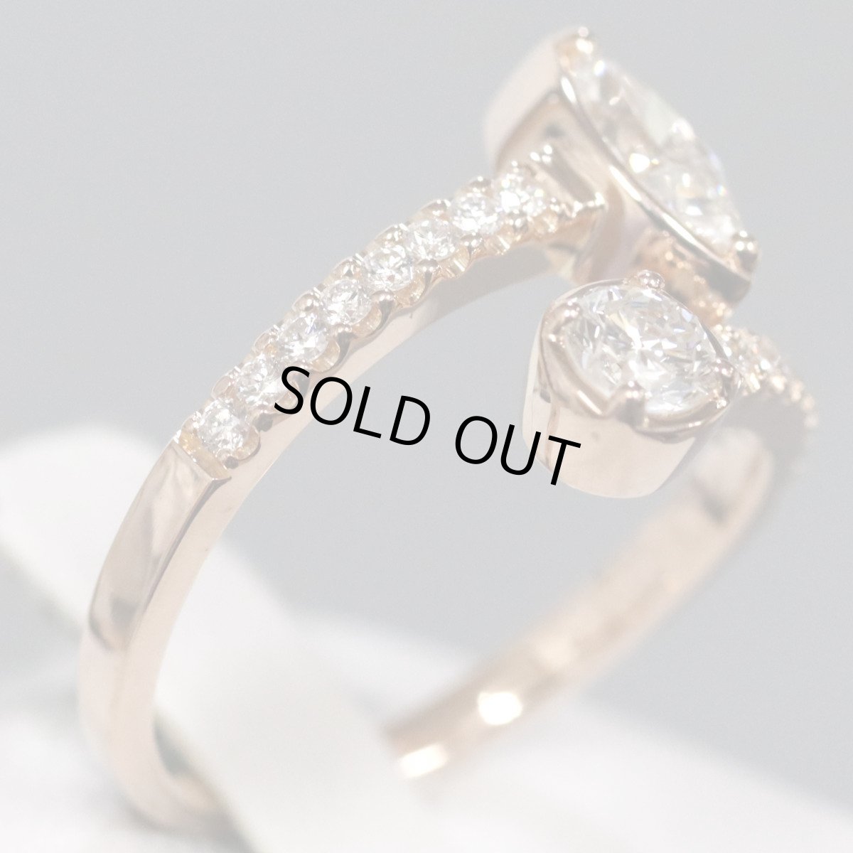 画像4: K18PGダイヤモンドリング D0.17 D0.357 D0.234 3.7g #12-13 (4)