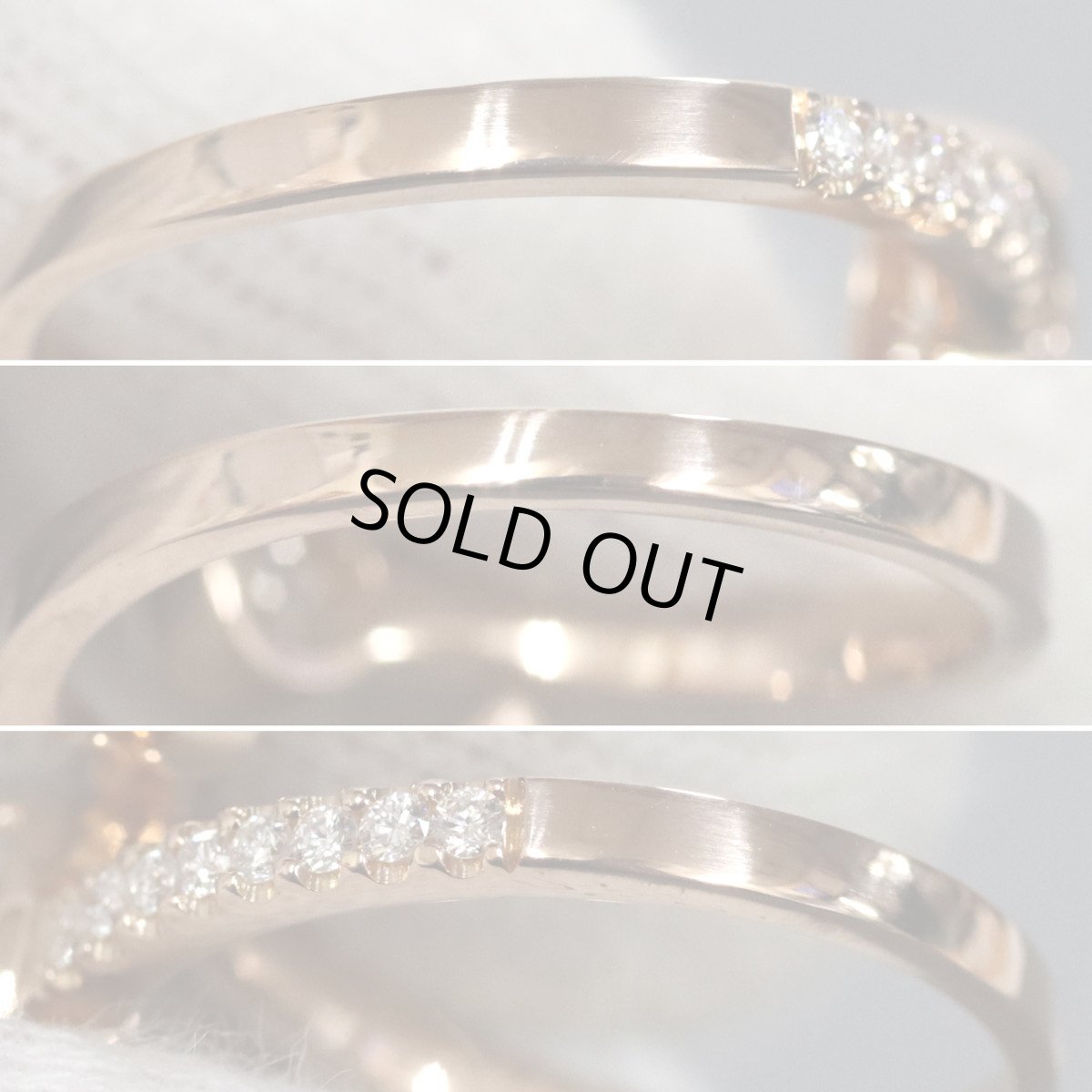 画像6: K18PGダイヤモンドリング D0.17 D0.357 D0.234 3.7g #12-13 (6)