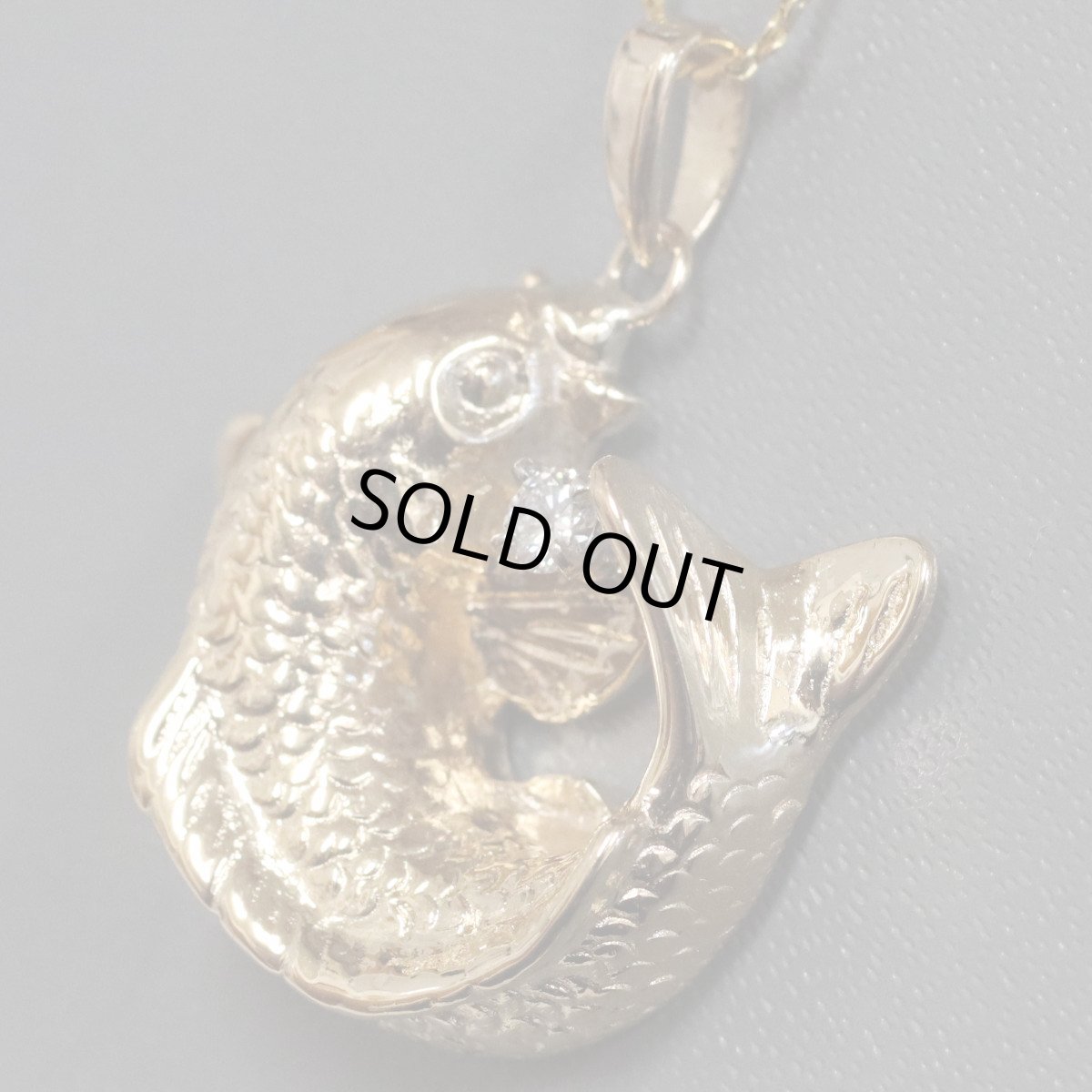 画像3: K18/Pt900ダイヤモンドペンダント 魚モチーフ D0.08 10.8g (3)