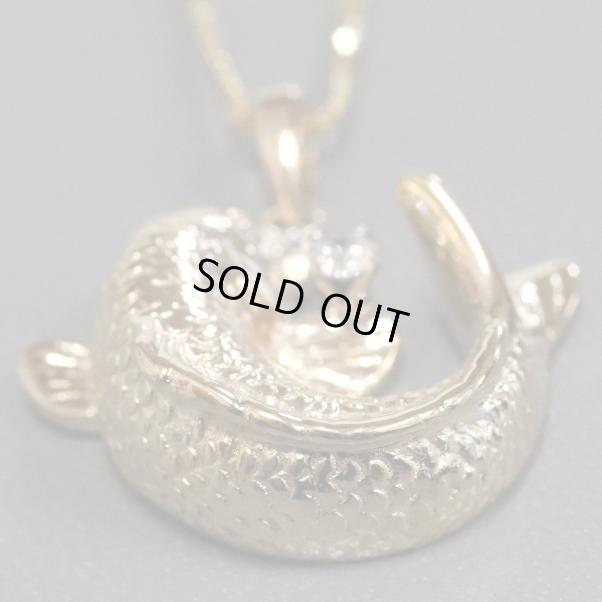 画像4: K18/Pt900ダイヤモンドペンダント 魚モチーフ D0.08 10.8g (4)