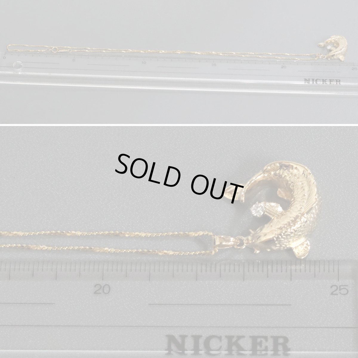 画像9: K18/Pt900ダイヤモンドペンダント 魚モチーフ D0.08 10.8g (9)