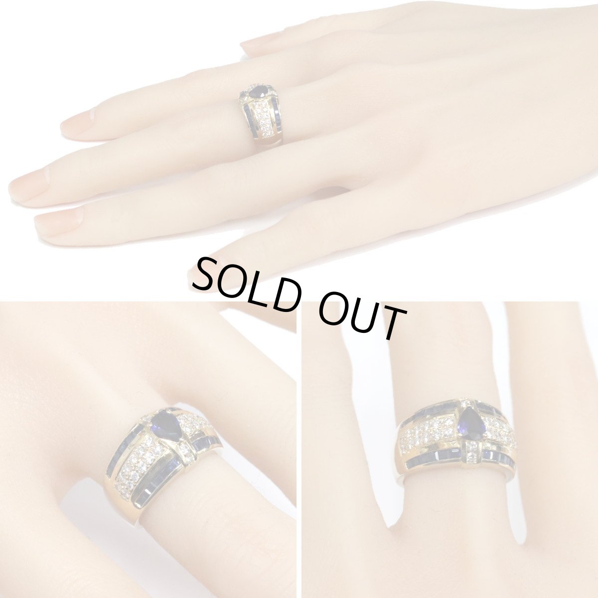 画像10: K18サファイア/ダイヤモンドリング S0.54 S1.01 D0.59 10.1ｇ #13 (10)