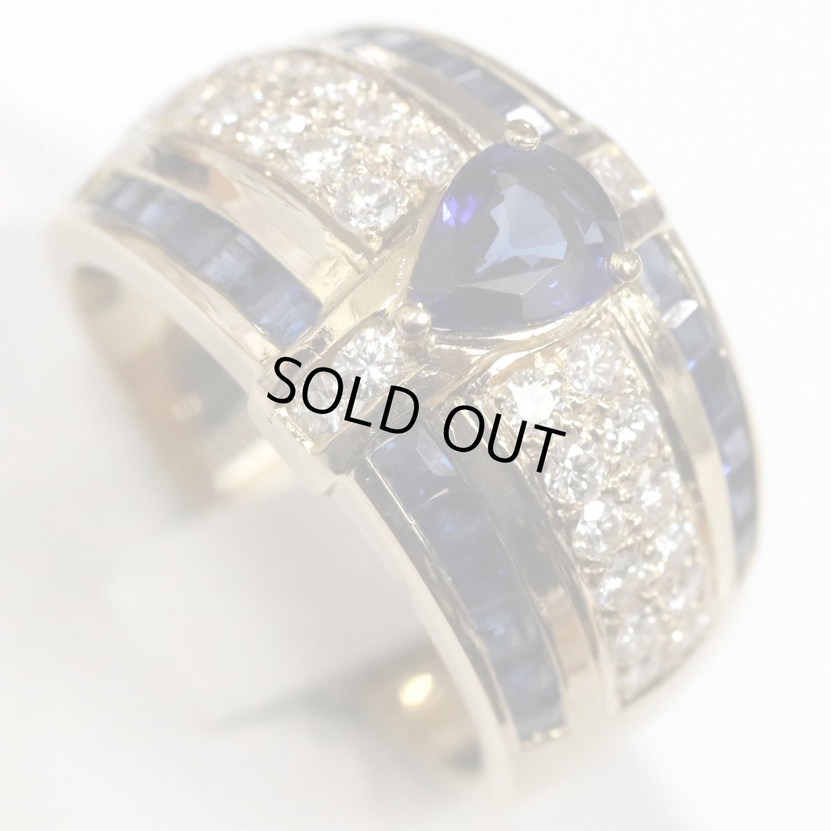 画像2: K18サファイア/ダイヤモンドリング S0.54 S1.01 D0.59 10.1ｇ #13 (2)