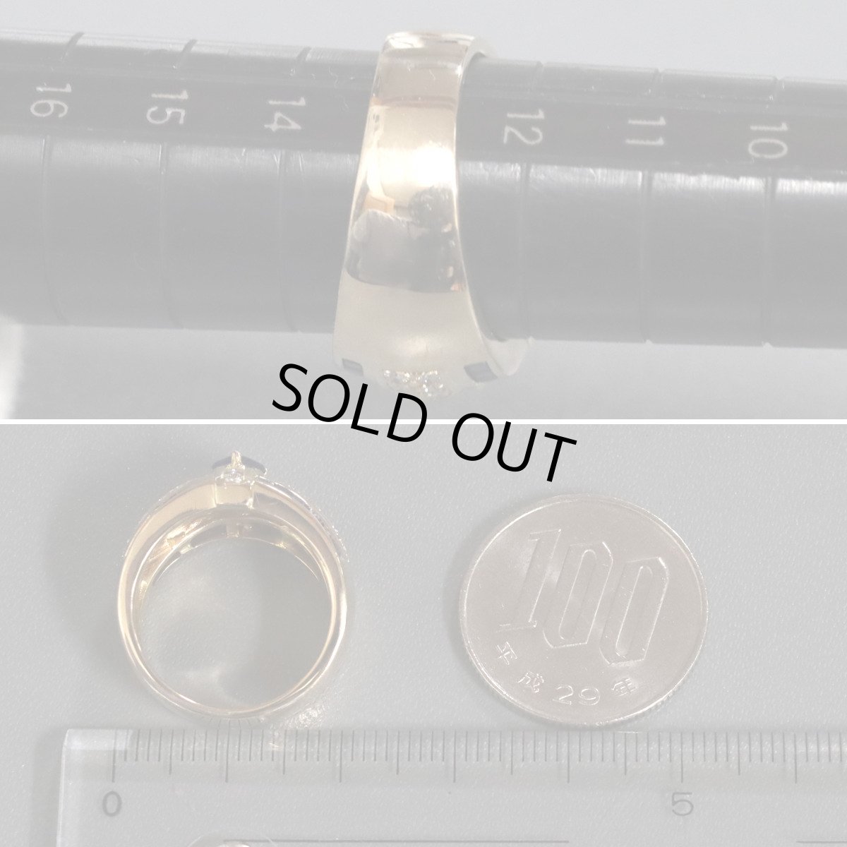 画像8: K18サファイア/ダイヤモンドリング S0.54 S1.01 D0.59 10.1ｇ #13 (8)