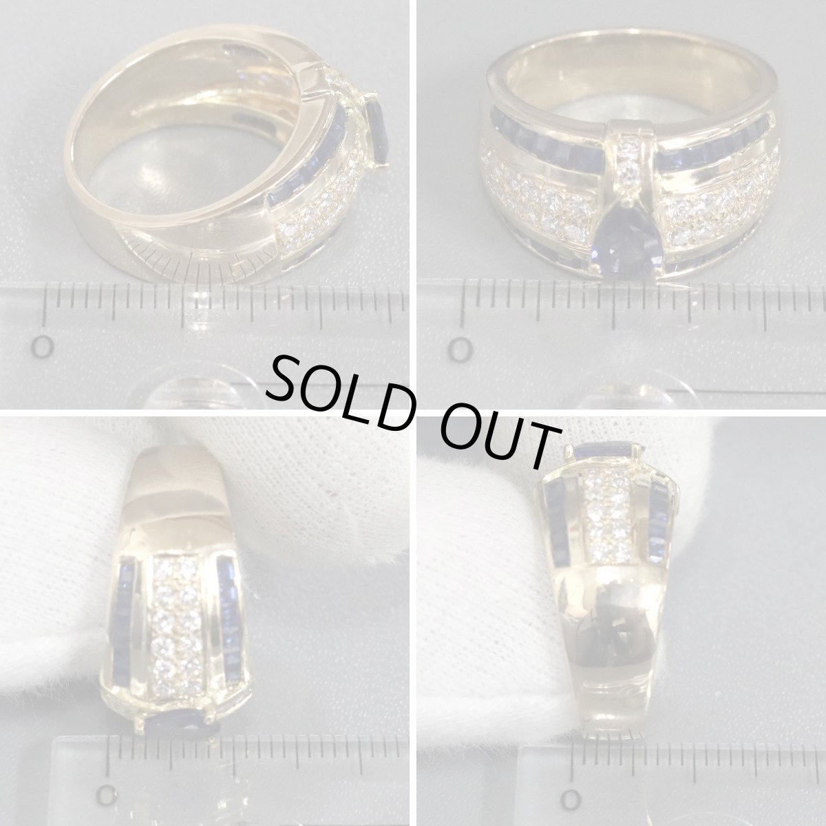 画像9: K18サファイア/ダイヤモンドリング S0.54 S1.01 D0.59 10.1ｇ #13 (9)