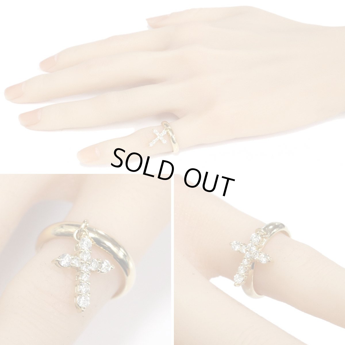 画像10: K18ダイヤモンドリング 十字架モチーフ D0.32 4.0g #8 イエローゴールド (10)