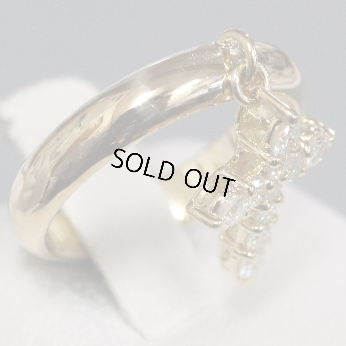 画像2: K18ダイヤモンドリング 十字架モチーフ D0.32 4.0g #8 イエローゴールド (2)