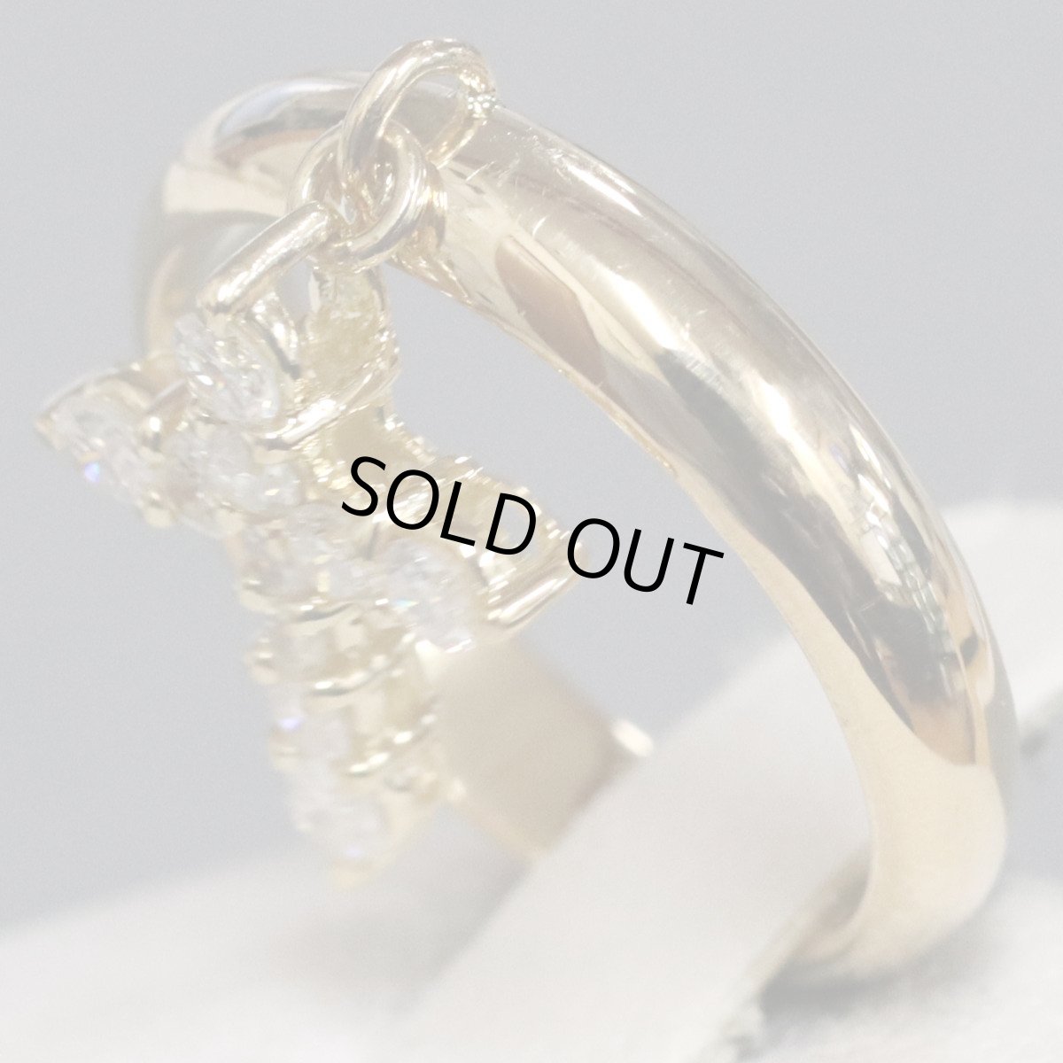 画像4: K18ダイヤモンドリング 十字架モチーフ D0.32 4.0g #8 イエローゴールド (4)