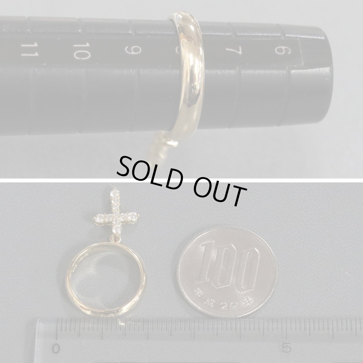 画像8: K18ダイヤモンドリング 十字架モチーフ D0.32 4.0g #8 イエローゴールド (8)