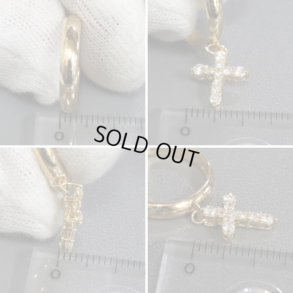 画像9: K18ダイヤモンドリング 十字架モチーフ D0.32 4.0g #8 イエローゴールド (9)