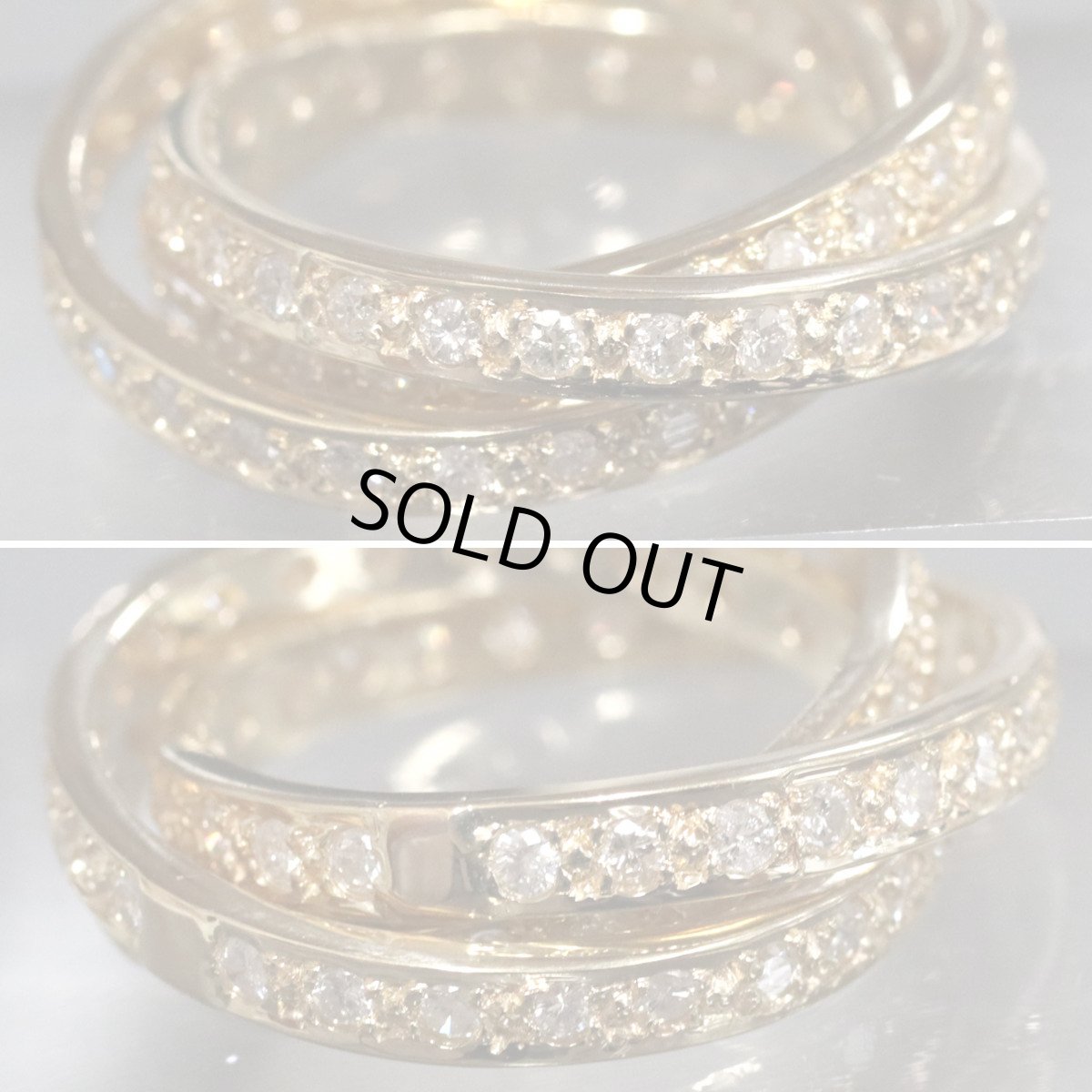 画像4: K18ダイヤモンドリング 3連 D1.15 7.1g #11 トリニティ風 (4)