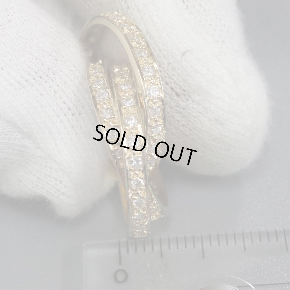 画像7: K18ダイヤモンドリング 3連 D1.15 7.1g #11 トリニティ風 (7)