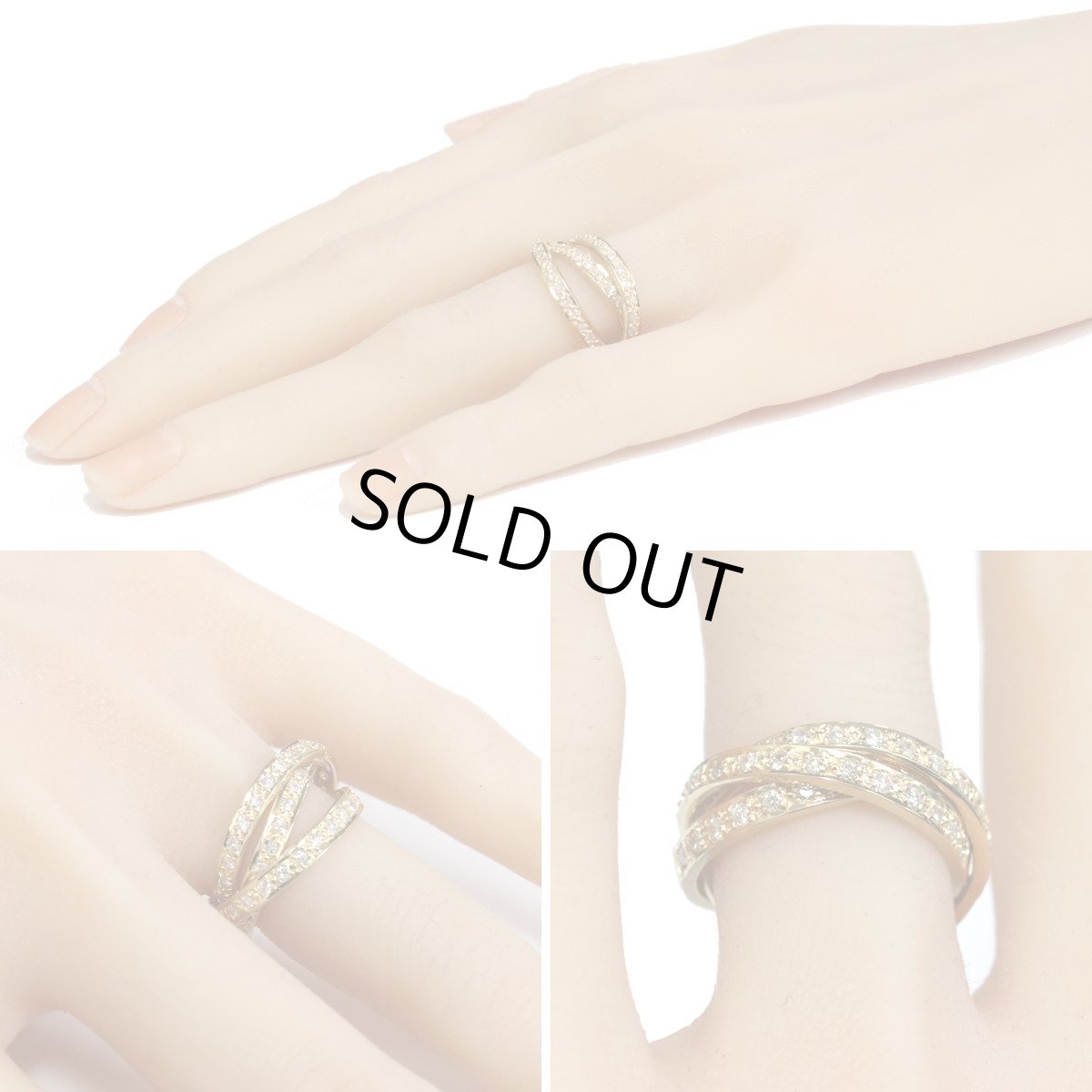 画像8: K18ダイヤモンドリング 3連 D1.15 7.1g #11 トリニティ風 (8)