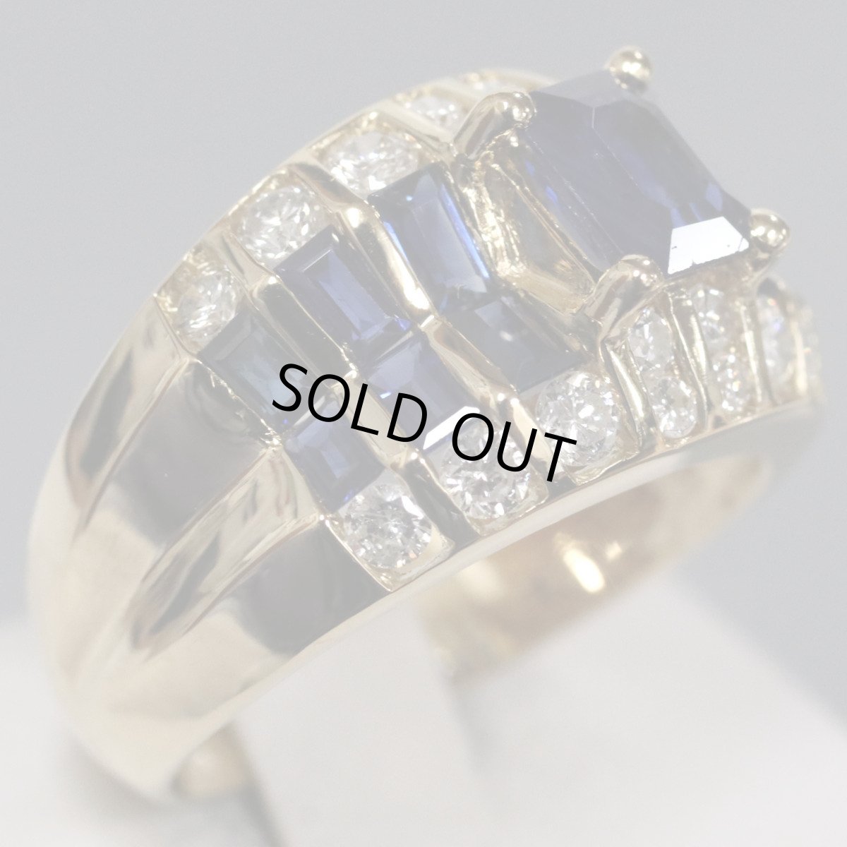 画像2: K18サファイアダイヤモンドリング S1.23 S0.92 D0.67 #12 7.6g イエローゴールド (2)