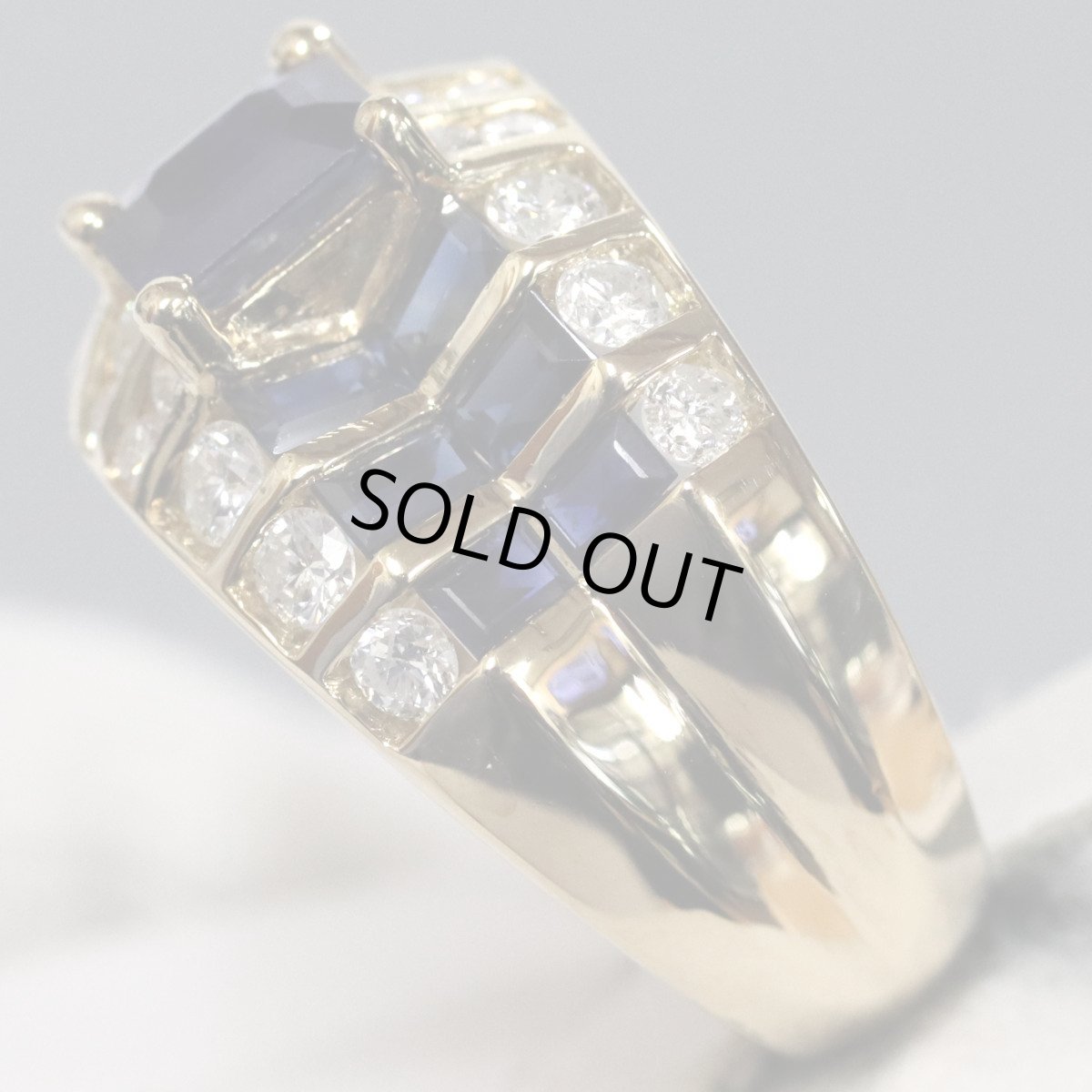 画像3: K18サファイアダイヤモンドリング S1.23 S0.92 D0.67 #12 7.6g イエローゴールド (3)