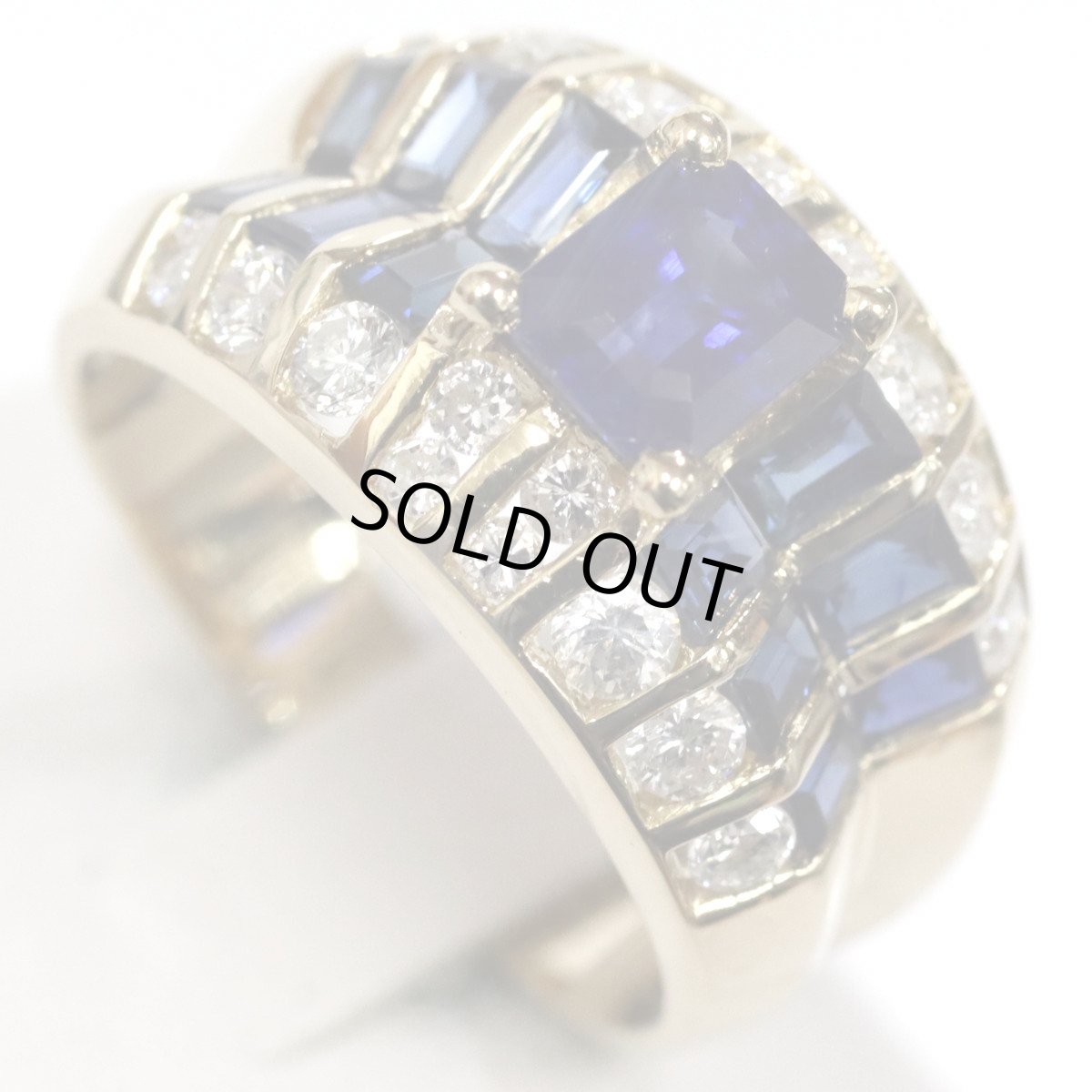 画像4: K18サファイアダイヤモンドリング S1.23 S0.92 D0.67 #12 7.6g イエローゴールド (4)