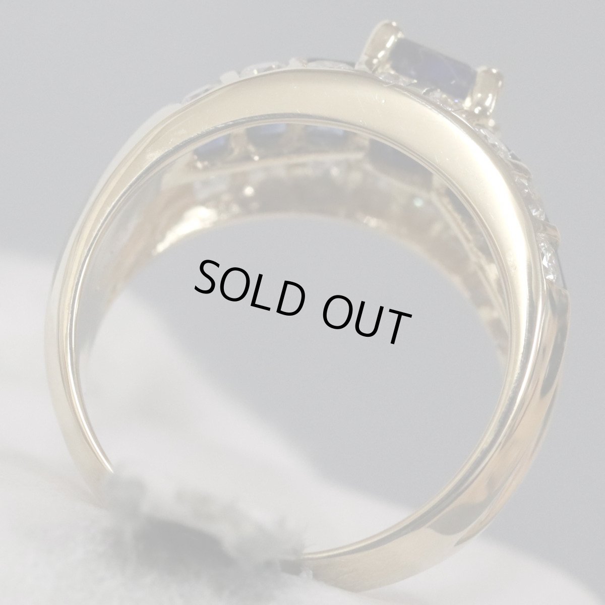 画像6: K18サファイアダイヤモンドリング S1.23 S0.92 D0.67 #12 7.6g イエローゴールド (6)