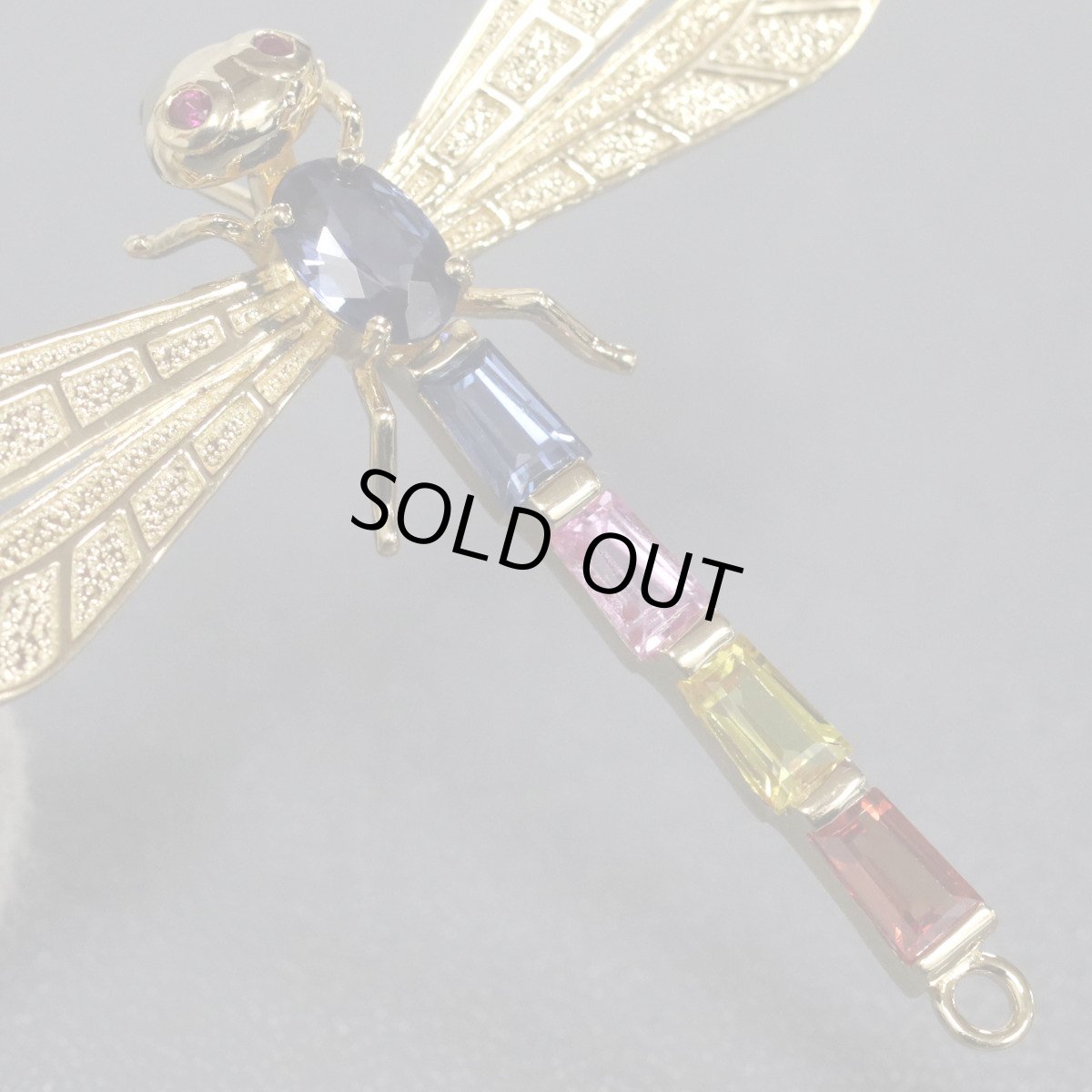 画像3: K18マルチカラーペンダントトップ トンボモチーフ S1.70 R0.02 5.4g イエローゴールド (3)