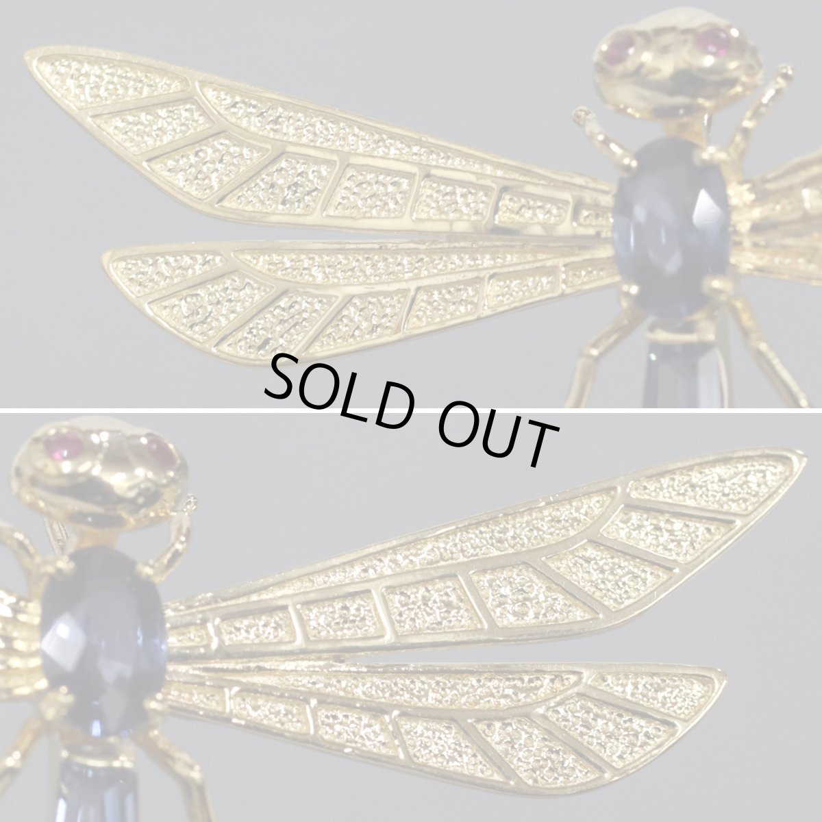 画像4: K18マルチカラーペンダントトップ トンボモチーフ S1.70 R0.02 5.4g イエローゴールド (4)