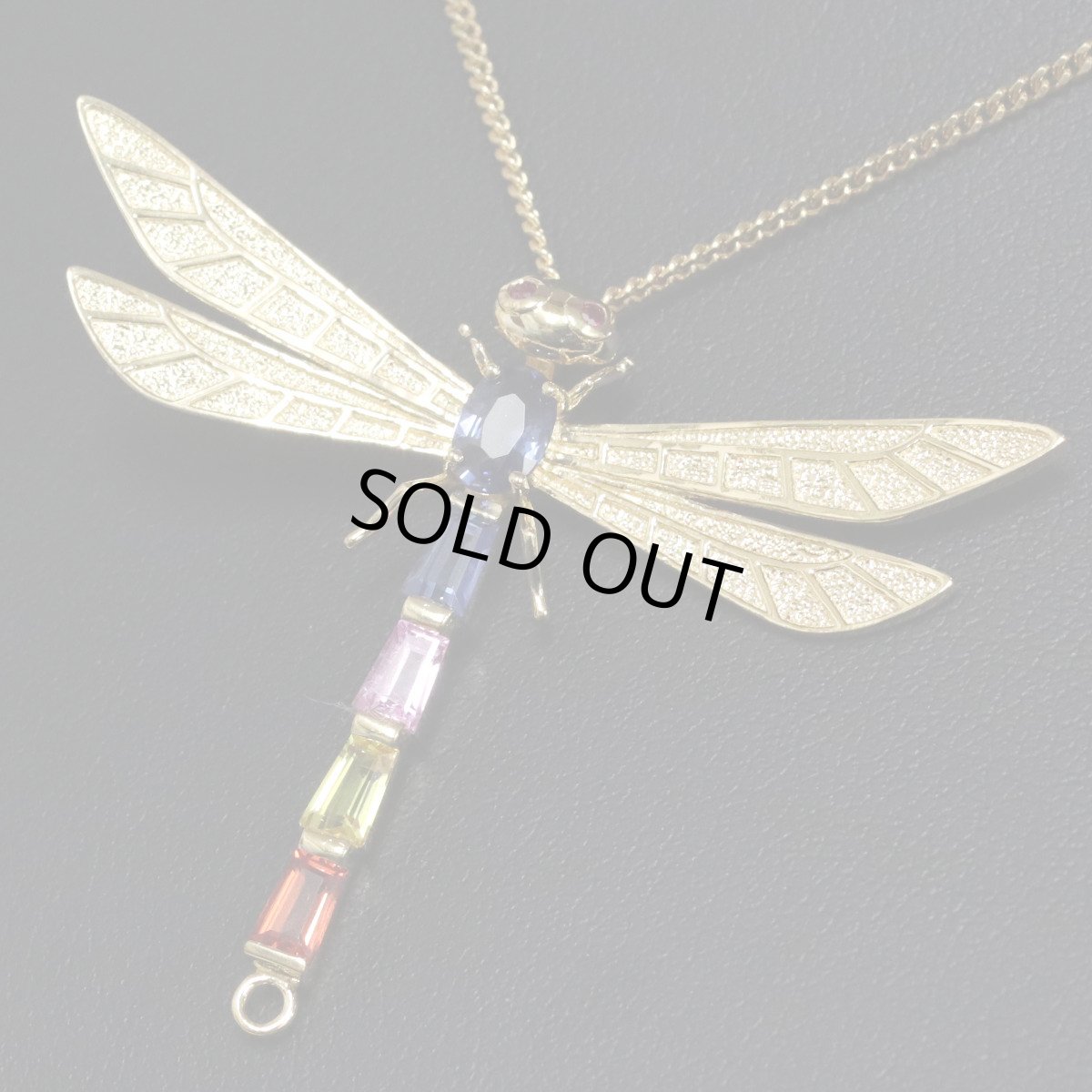 画像9: K18マルチカラーペンダントトップ トンボモチーフ S1.70 R0.02 5.4g イエローゴールド (9)