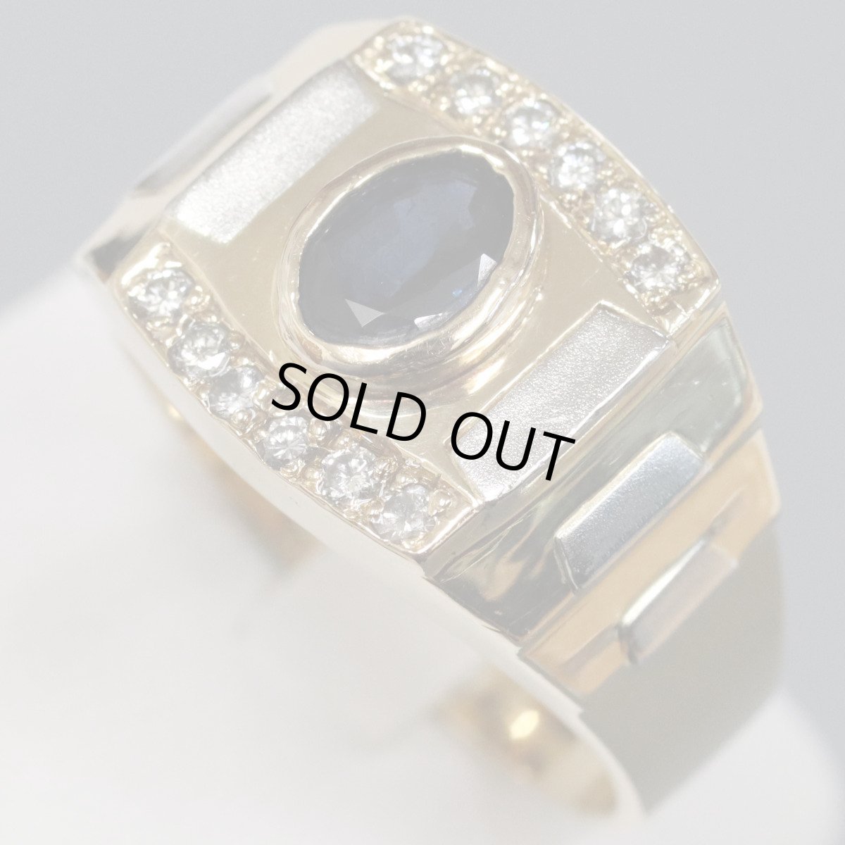 画像2: Pt900/K18 サファイアダイヤモンドリング #22 13.0g (2)