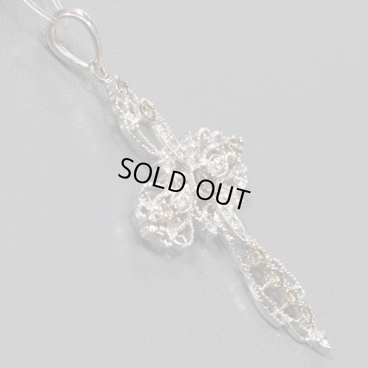 画像3: K18WGダイヤモンドペンダントトップ クロスモチーフ D0.23 D0.62 4.6g ホワイトゴールド (3)