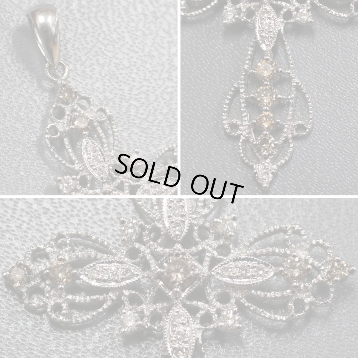 画像5: K18WGダイヤモンドペンダントトップ クロスモチーフ D0.23 D0.62 4.6g ホワイトゴールド (5)