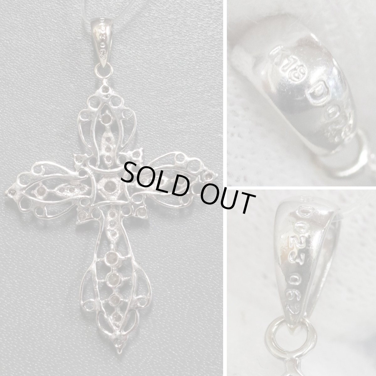 画像6: K18WGダイヤモンドペンダントトップ クロスモチーフ D0.23 D0.62 4.6g ホワイトゴールド (6)