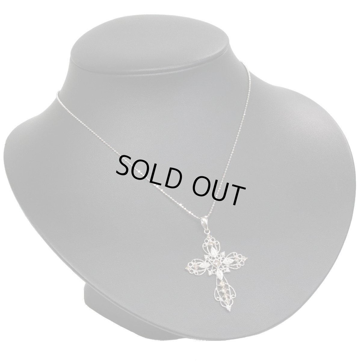 画像8: K18WGダイヤモンドペンダントトップ クロスモチーフ D0.23 D0.62 4.6g ホワイトゴールド (8)