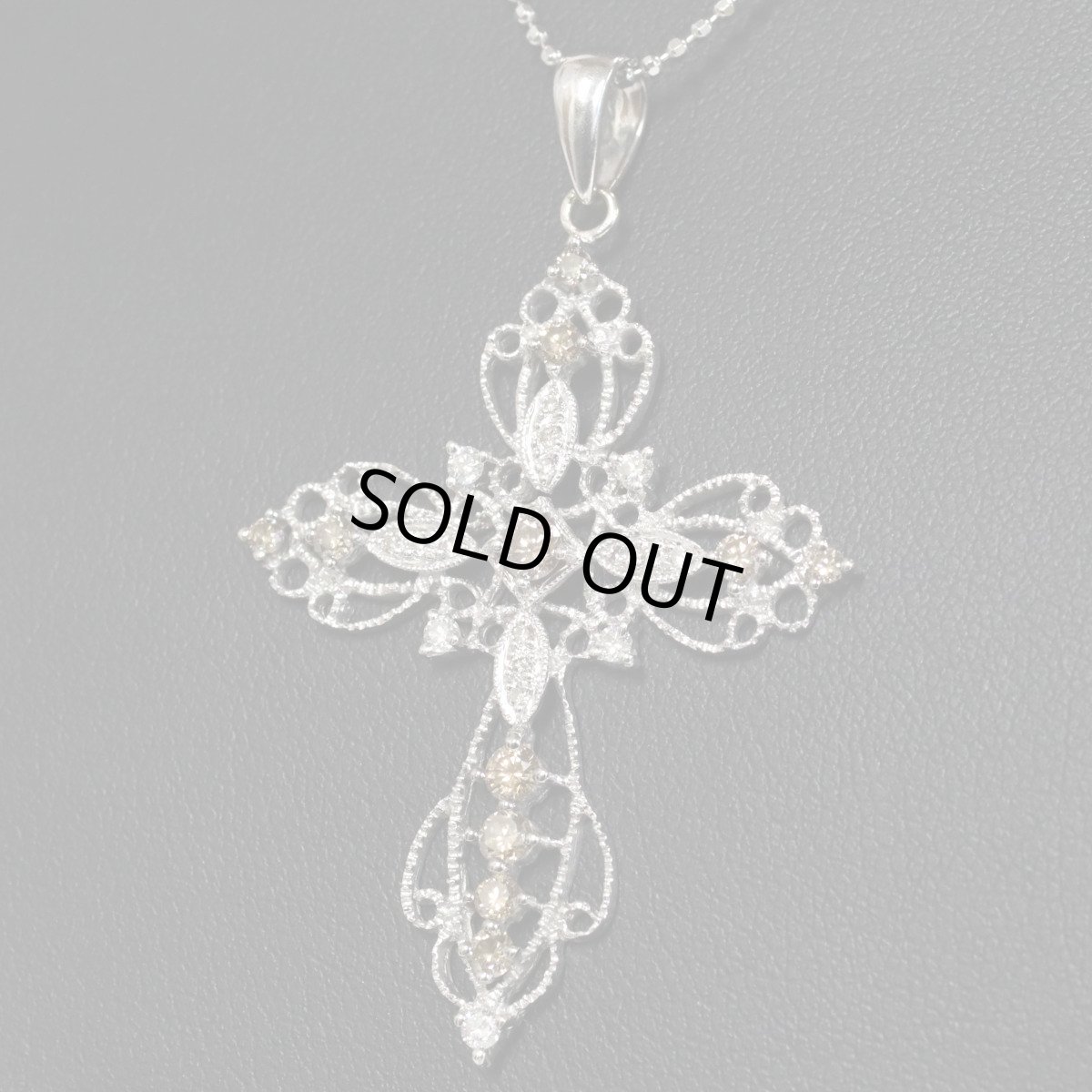 画像9: K18WGダイヤモンドペンダントトップ クロスモチーフ D0.23 D0.62 4.6g ホワイトゴールド (9)