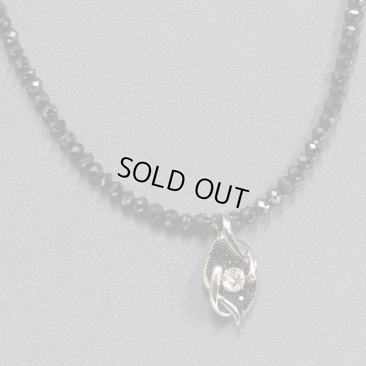 画像1: K18WGブラックダイヤモンド/ダイヤモンドペンダント BkD20.00 D0.40 BkD0.20 7.7g AJ付44cm ホワイトゴールド (1)