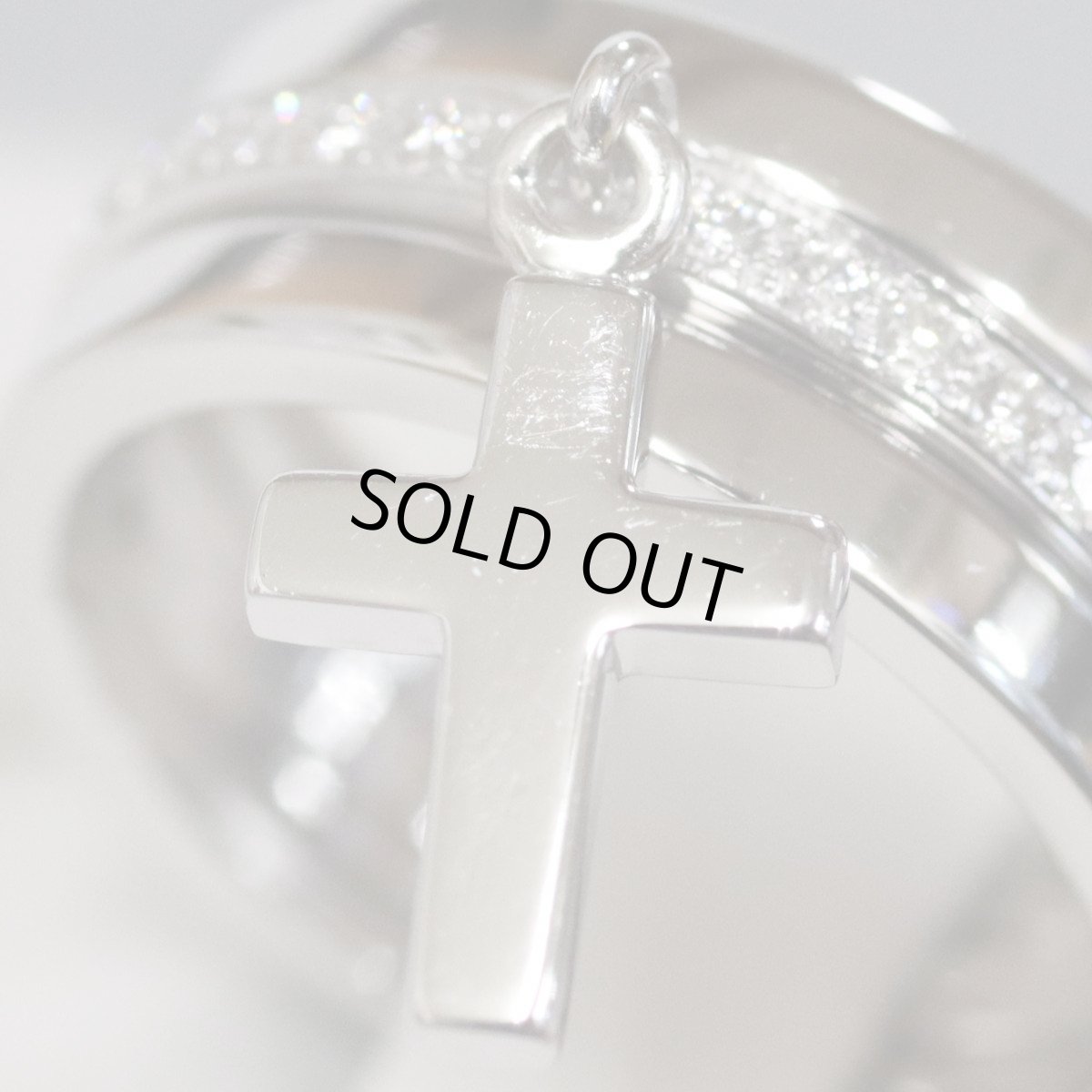 画像3: ヴァンドーム K18WGダイヤモンドセットリング  十字架モチーフ D0.16 ＃9 7.5g ホワイトゴールド (3)