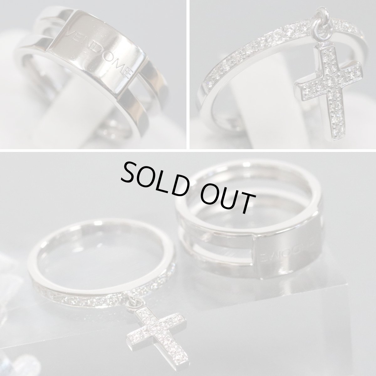 画像4: ヴァンドーム K18WGダイヤモンドセットリング  十字架モチーフ D0.16 ＃9 7.5g ホワイトゴールド (4)