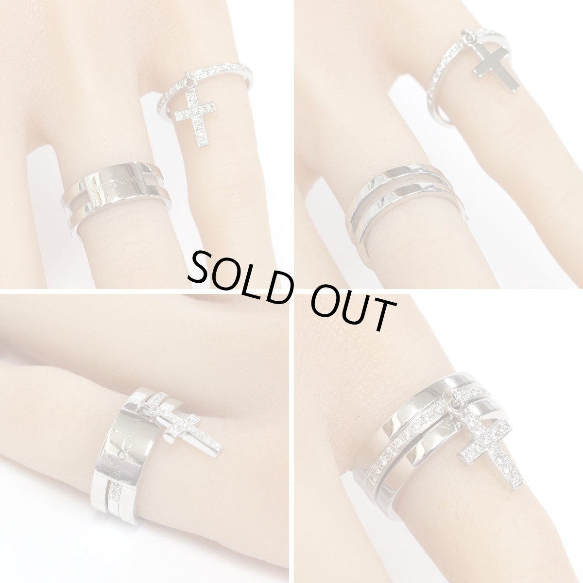 画像9: ヴァンドーム K18WGダイヤモンドセットリング  十字架モチーフ D0.16 ＃9 7.5g ホワイトゴールド (9)