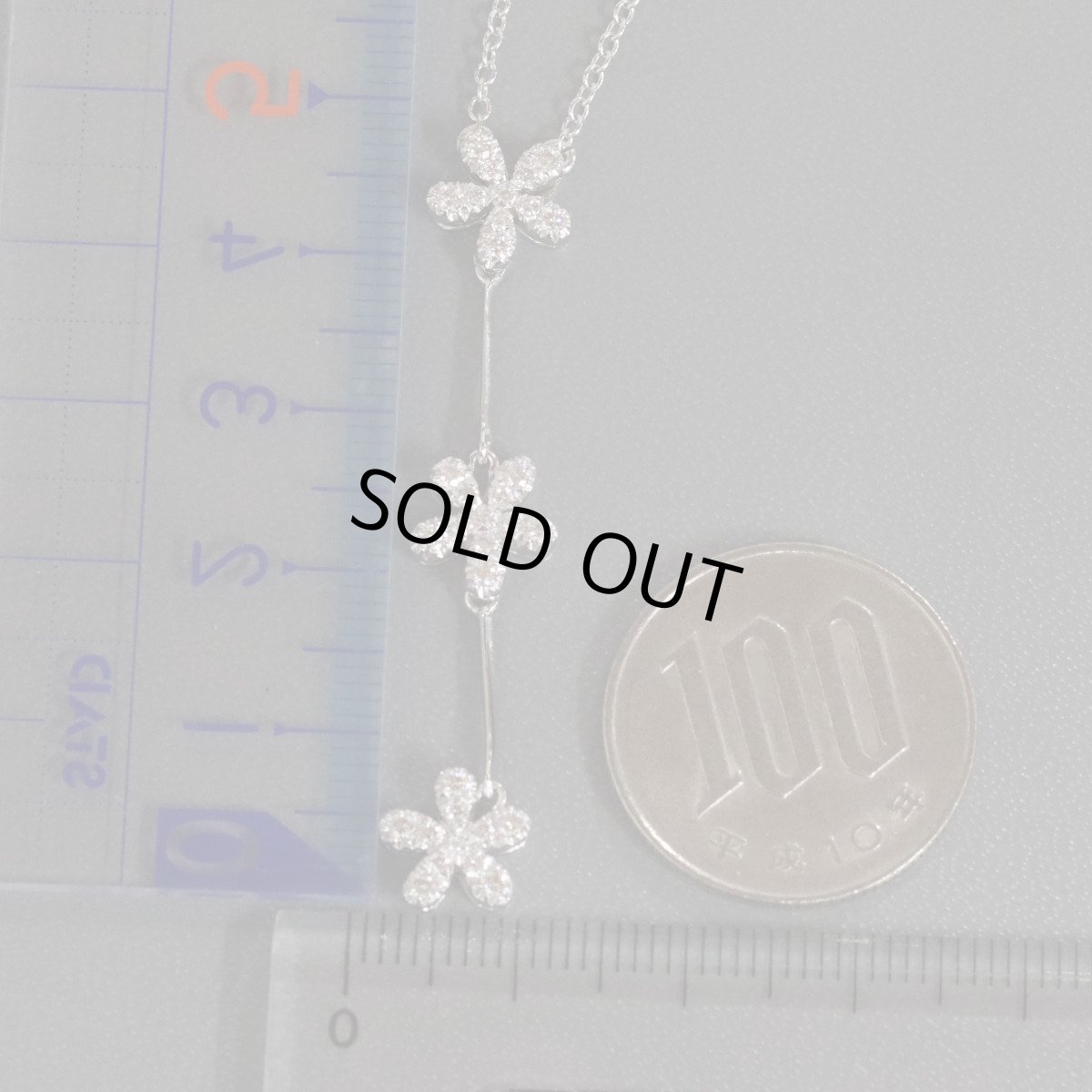 画像10: ヴァンドーム 18Kt(WG)ダイヤモンドネックレス D0.52 6.0g 花 ホワイトゴールド (10)