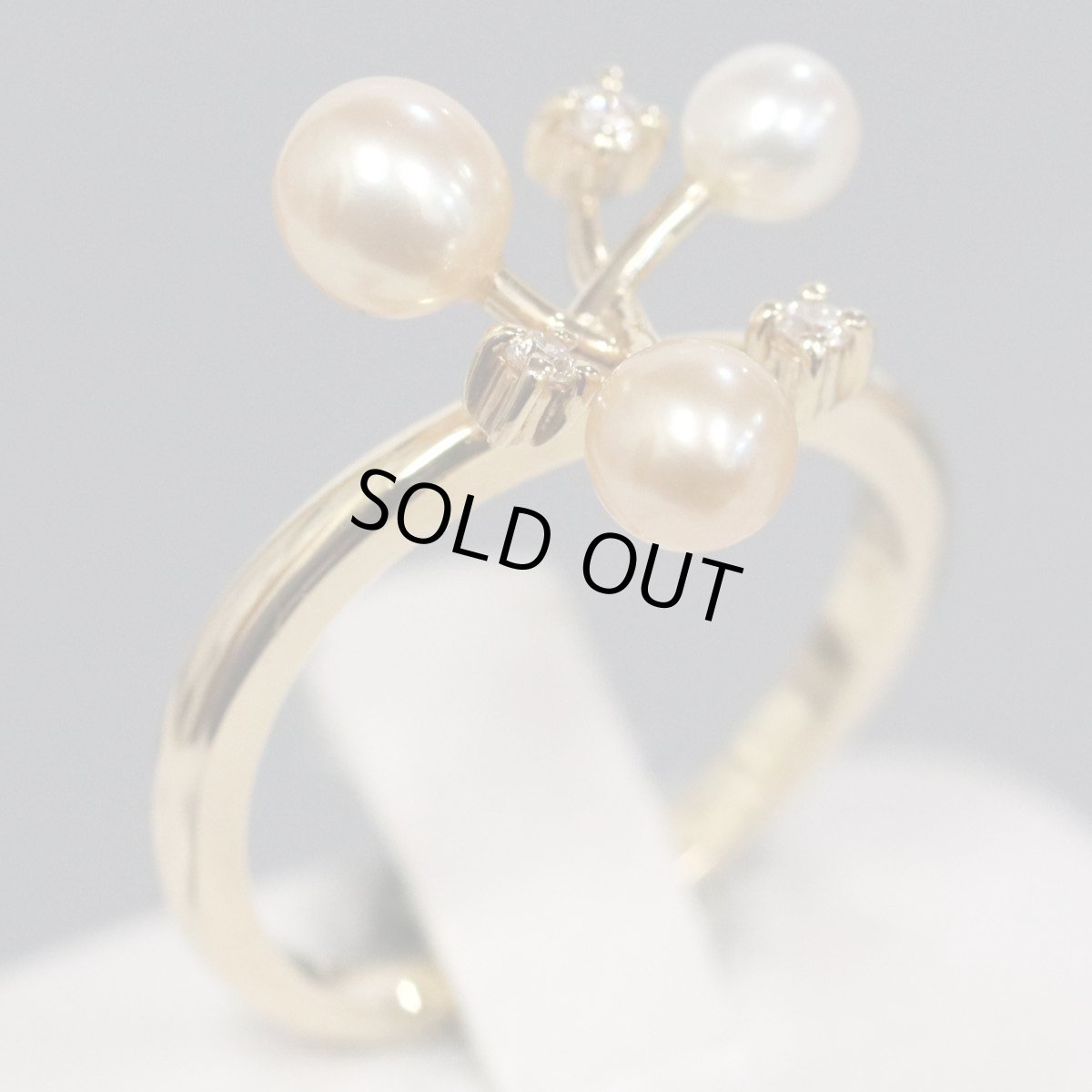 画像1: タサキ K18パールダイヤモンドリング D0.04 3.5g #11.5 (1)