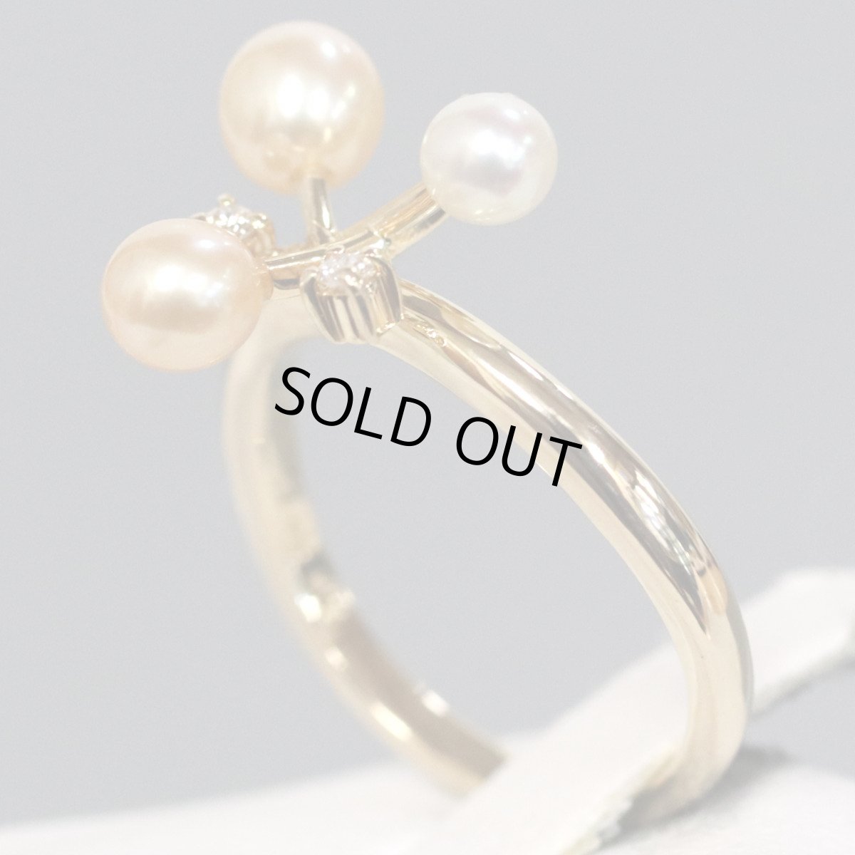 画像2: タサキ K18パールダイヤモンドリング D0.04 3.5g #11.5 (2)