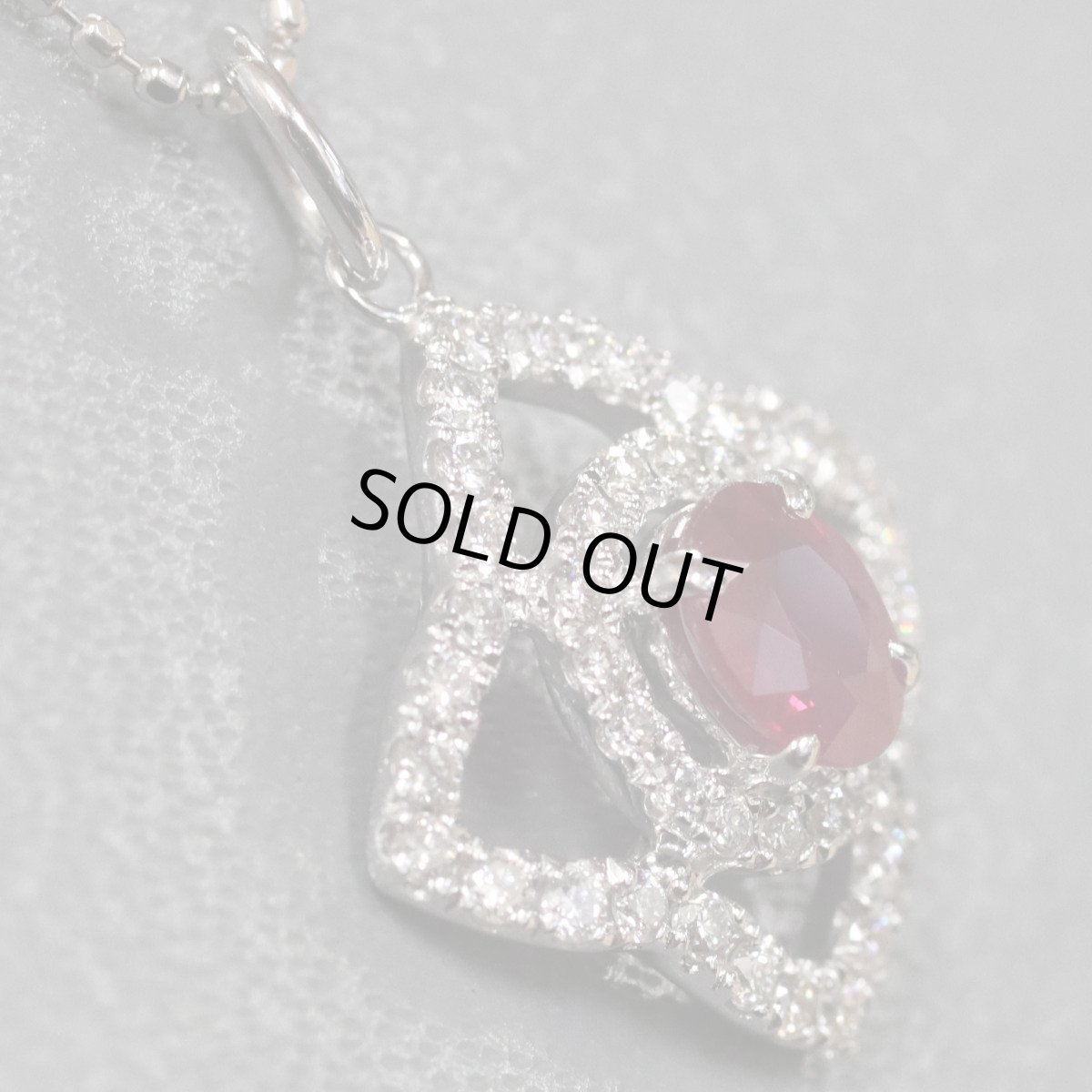 画像2: K18WGピジョンブラッドルビーダイヤモンドペンダント R0.50 D0.40 2.6g ホワイトゴールド (2)