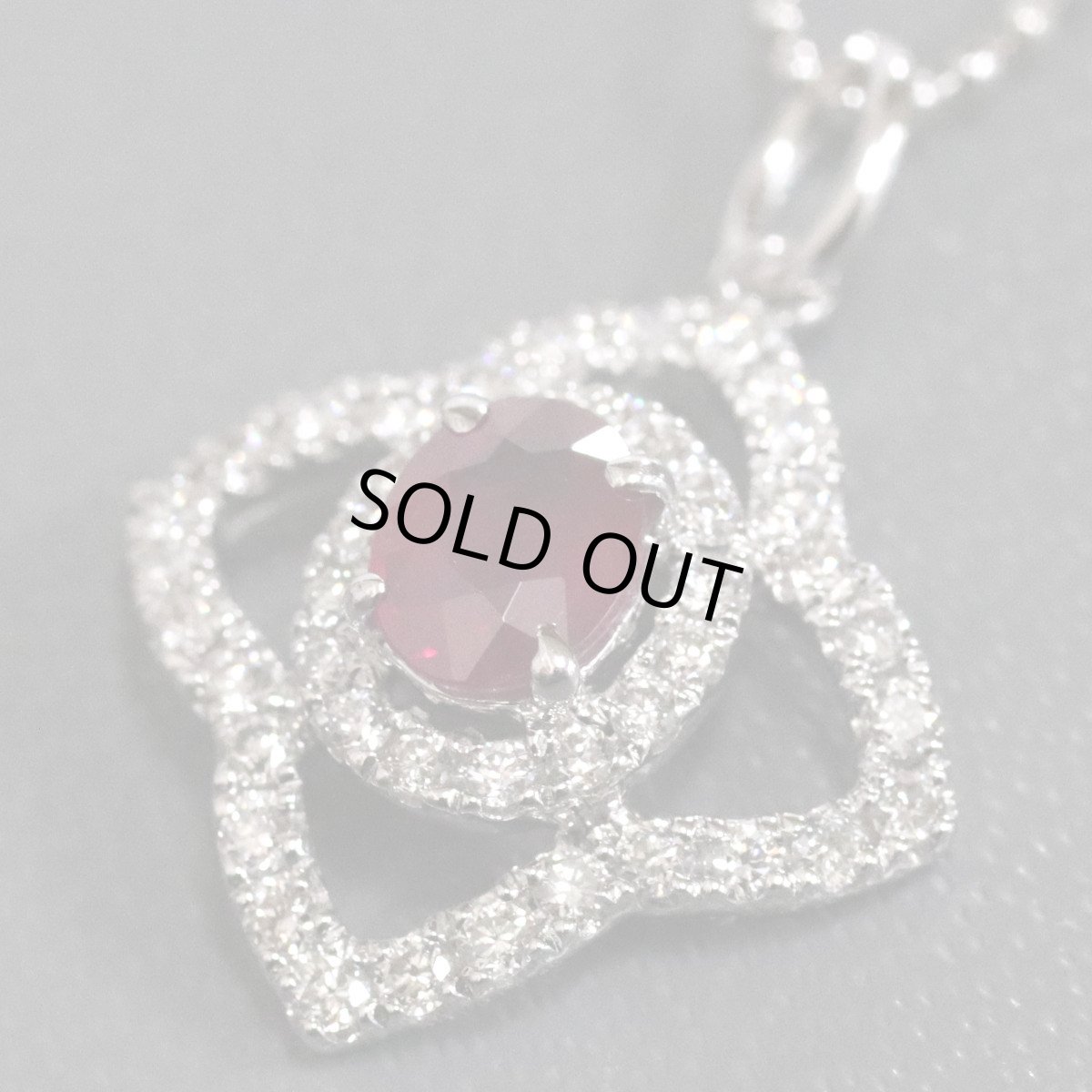 画像3: K18WGピジョンブラッドルビーダイヤモンドペンダント R0.50 D0.40 2.6g ホワイトゴールド (3)