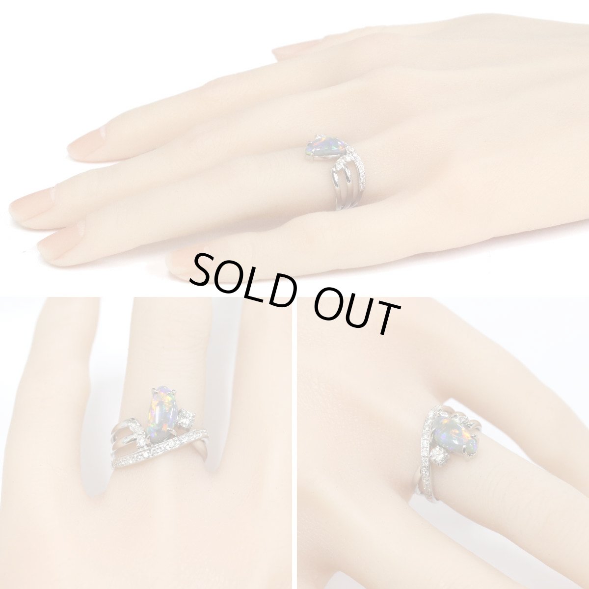 画像10: Pt900ブラックオパールダイヤモンドリング BkO1.33 D0.39 5.3g #11 (10)