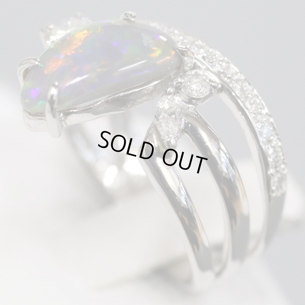 画像2: Pt900ブラックオパールダイヤモンドリング BkO1.33 D0.39 5.3g #11 (2)