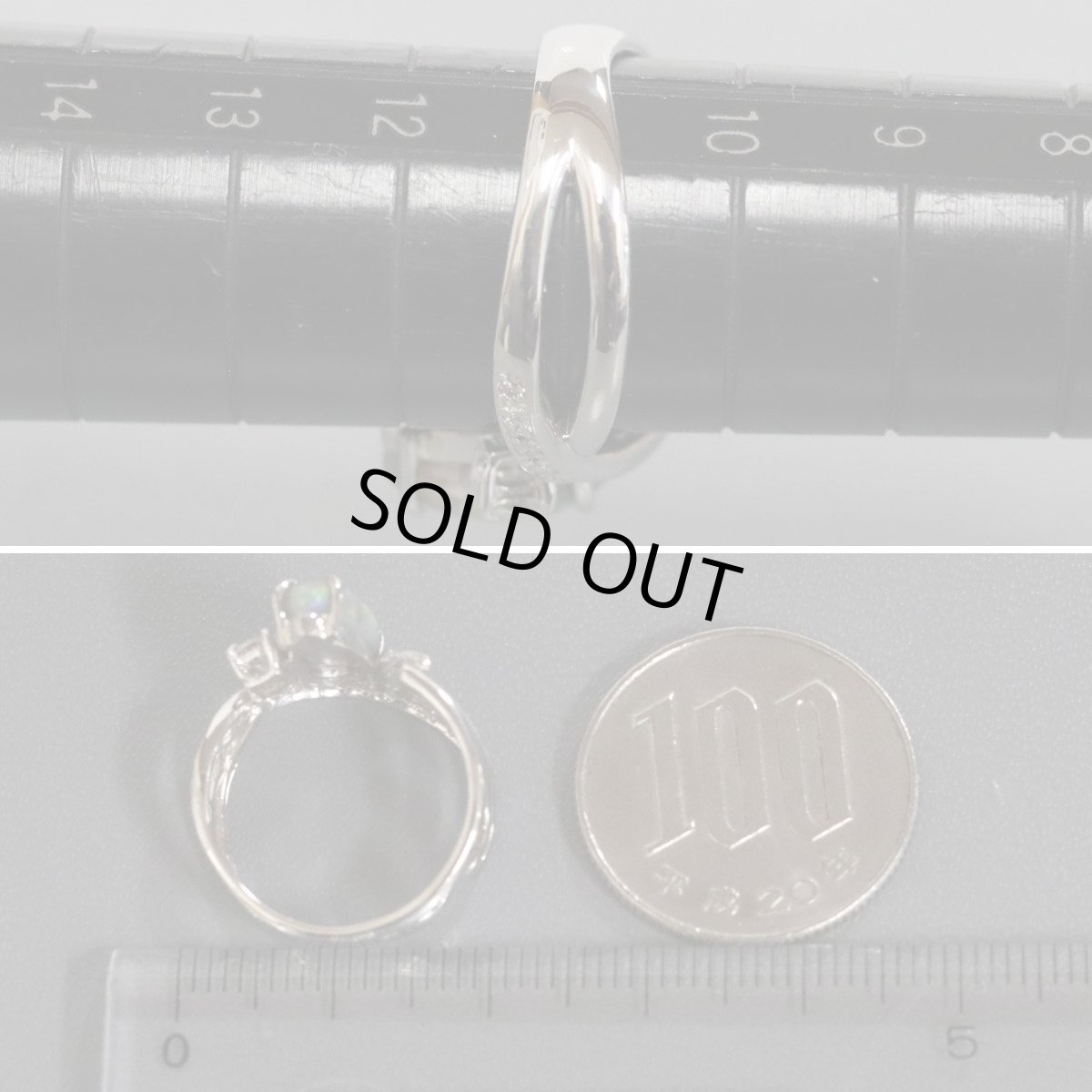 画像8: Pt900ブラックオパールダイヤモンドリング BkO1.33 D0.39 5.3g #11 (8)