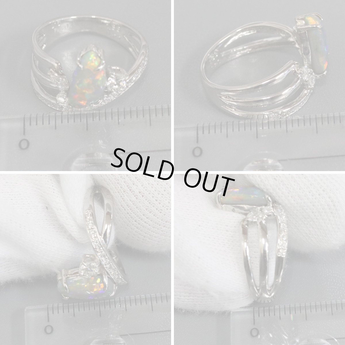 画像9: Pt900ブラックオパールダイヤモンドリング BkO1.33 D0.39 5.3g #11 (9)