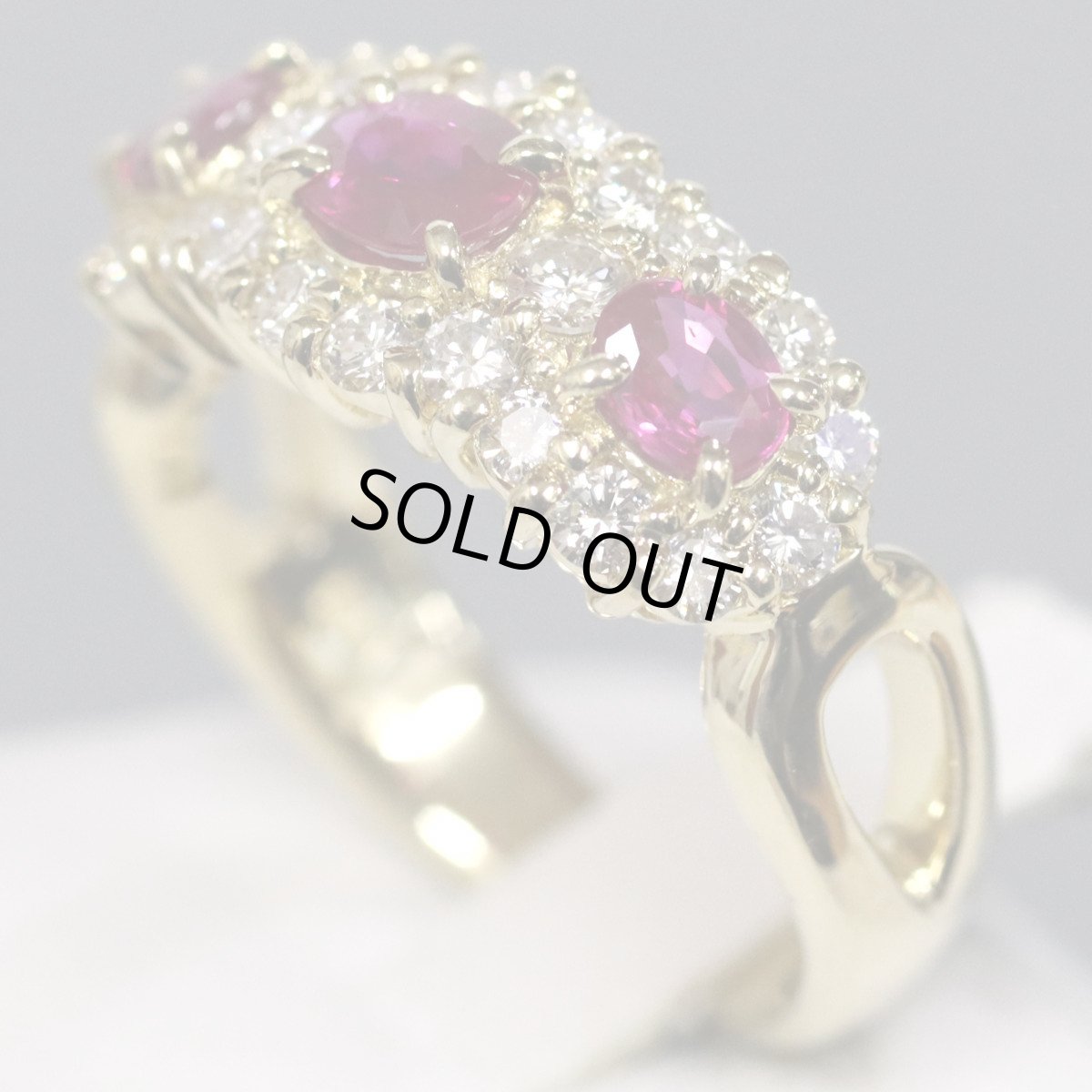 画像2: K18ルビーダイヤモンドリング R0.96 D0.77 7.7g #12.5 (2)